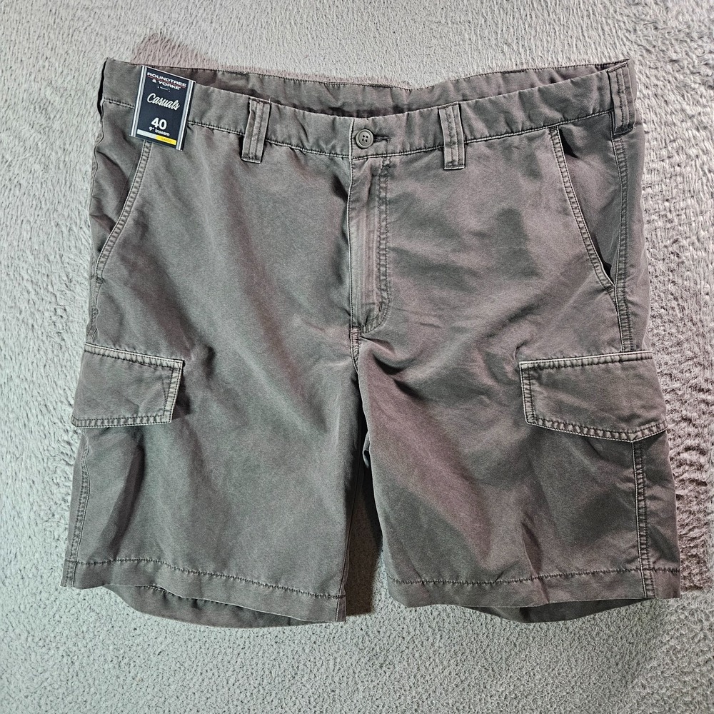 NWT Roundtree‎ & Yorke Cargo Shorts Men 40 x 9" Straight Dark Gray Lightweight